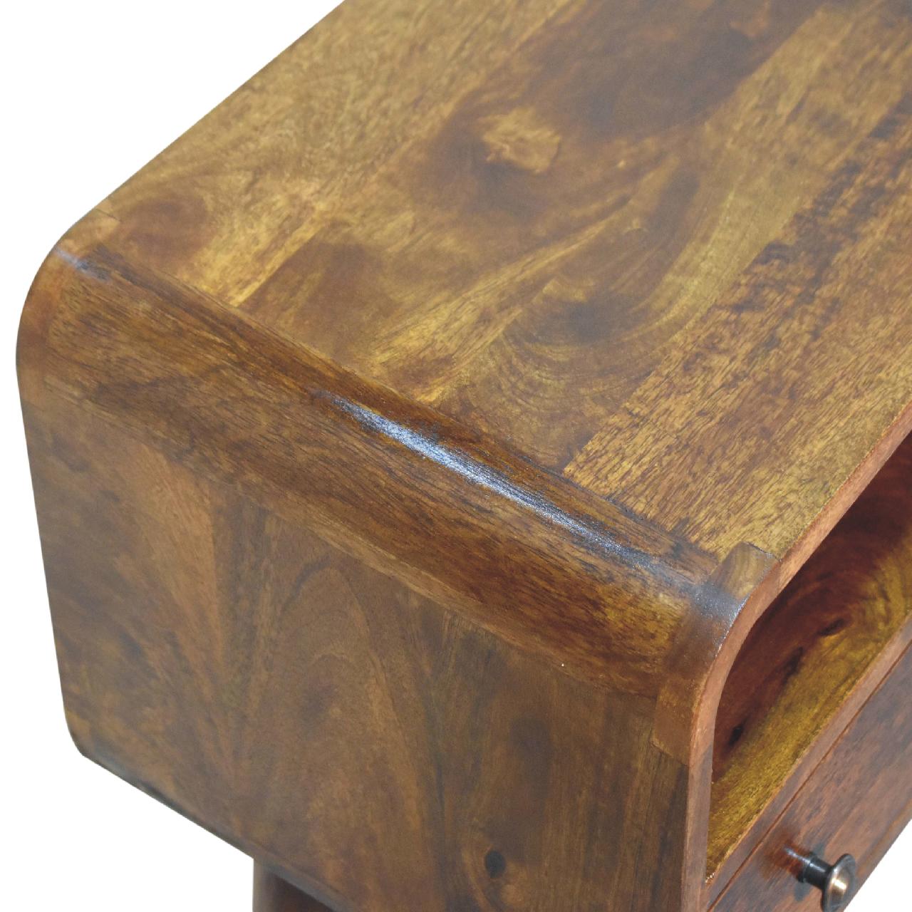 Century 1 Drawer handmade solid wood small console table in deep chestnut finish | malletandplane.com