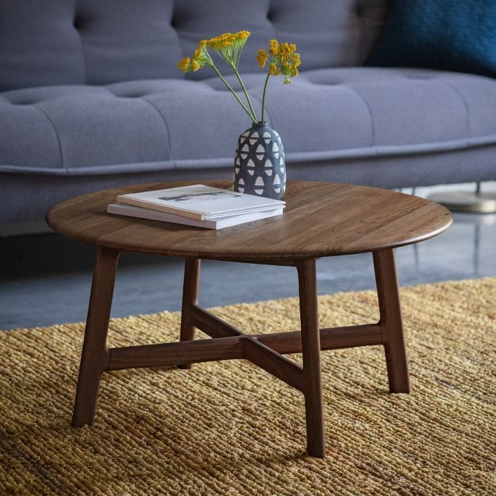 CADIZ Round Coffee Table in Solid Walnut | malletandplane.com