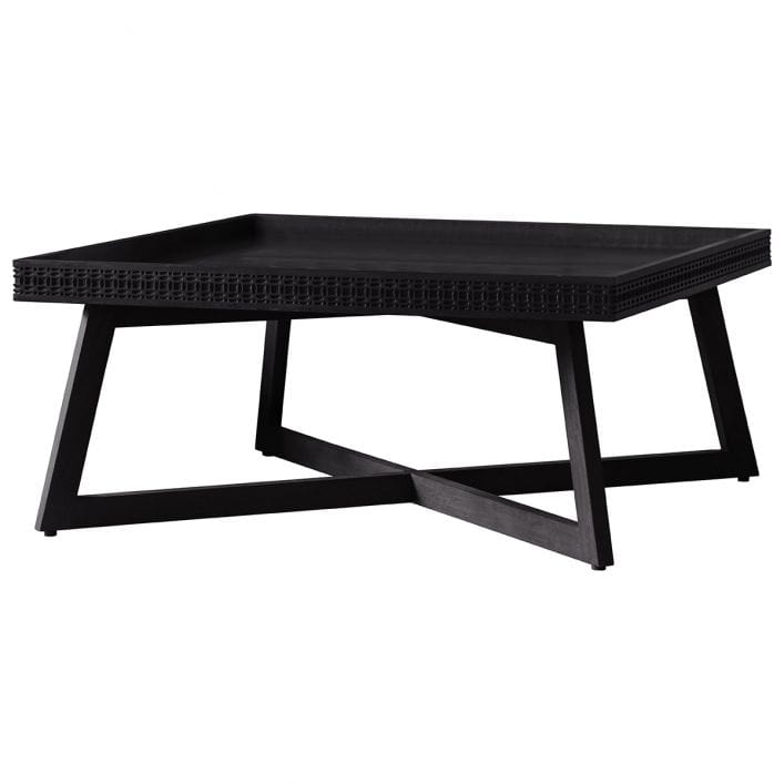 Laylah Charcoal black coffee table with inlaid pattern | malletandplane.com